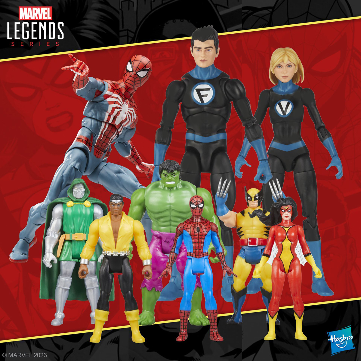 Marvel-Legends-Fantastic-Four-Franklin-and-Valeria-Richards-Spiderman-2-Gamerverse-Retro-375-Wave-8-Action-Figures