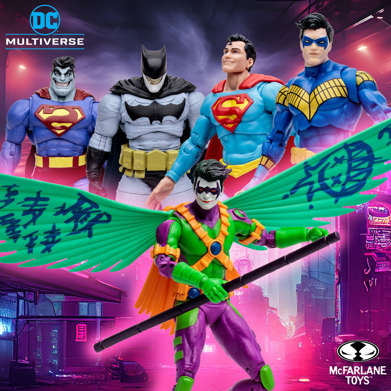 McFarlane-DC-Multiverse-Nightfall-Nightwing-Classic-Superman-Bizarro-Batzarro-Red-Robin-Jokerized-Action-Figures
