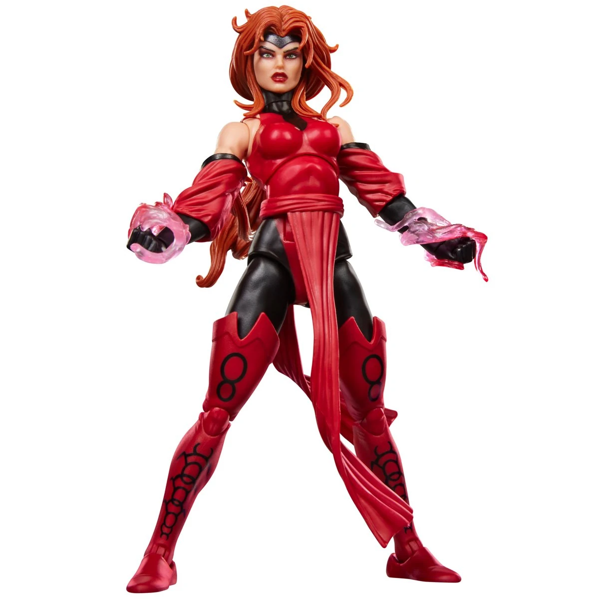 Marvel Legends Scarlet Witch action figure with translucent pink hex magic effects.
