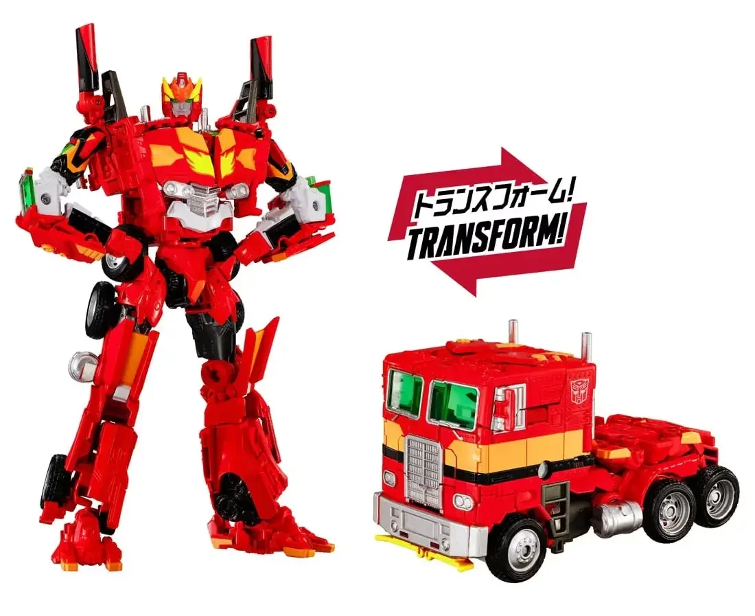 Takara Tomy Transformers x Evangelion Prime Unit-02 in robot and truck modes